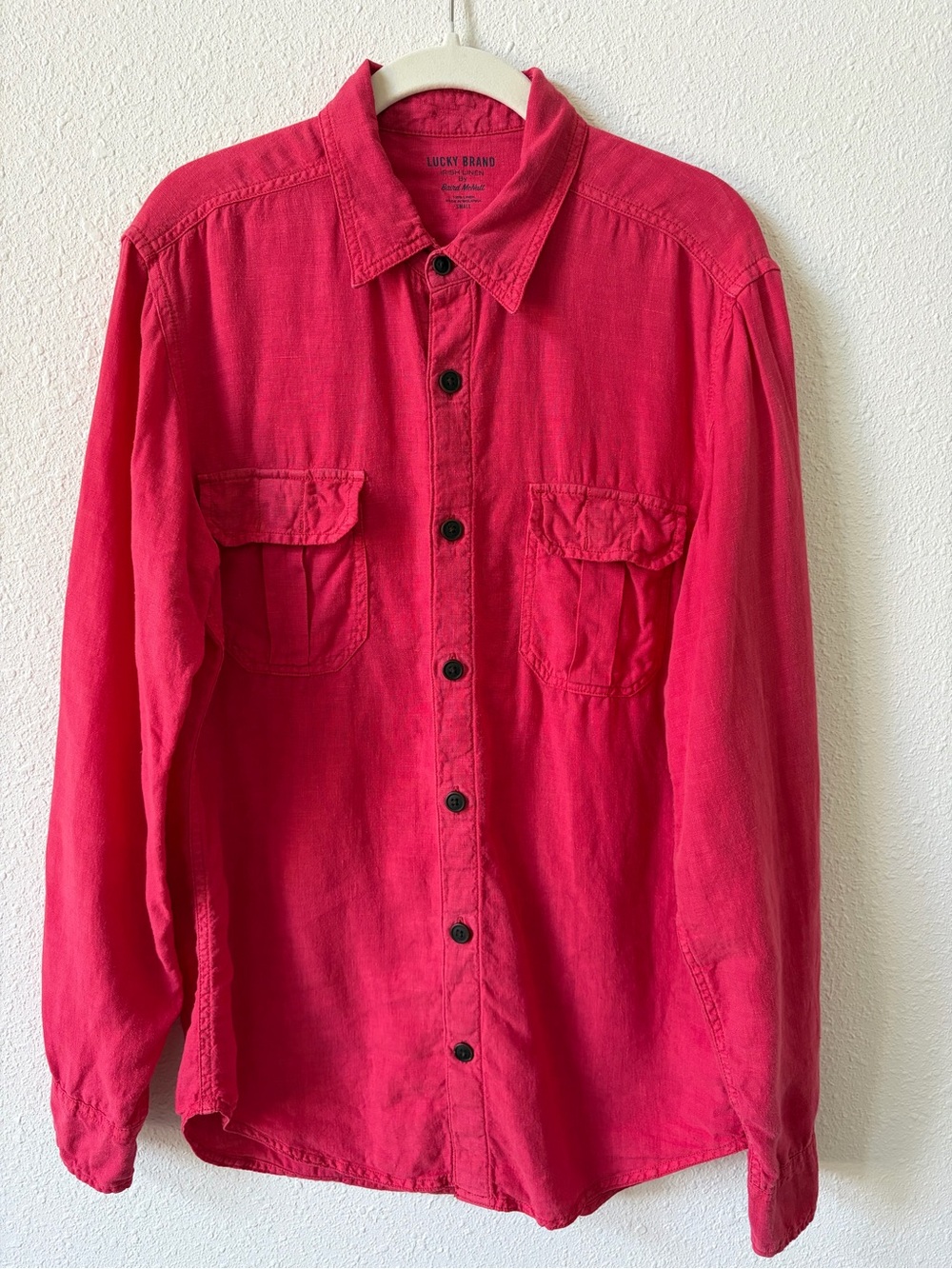 Lucky Brand Ventura Linen Shirt Irish Linen Baird McNutt Red Men’s Size Small